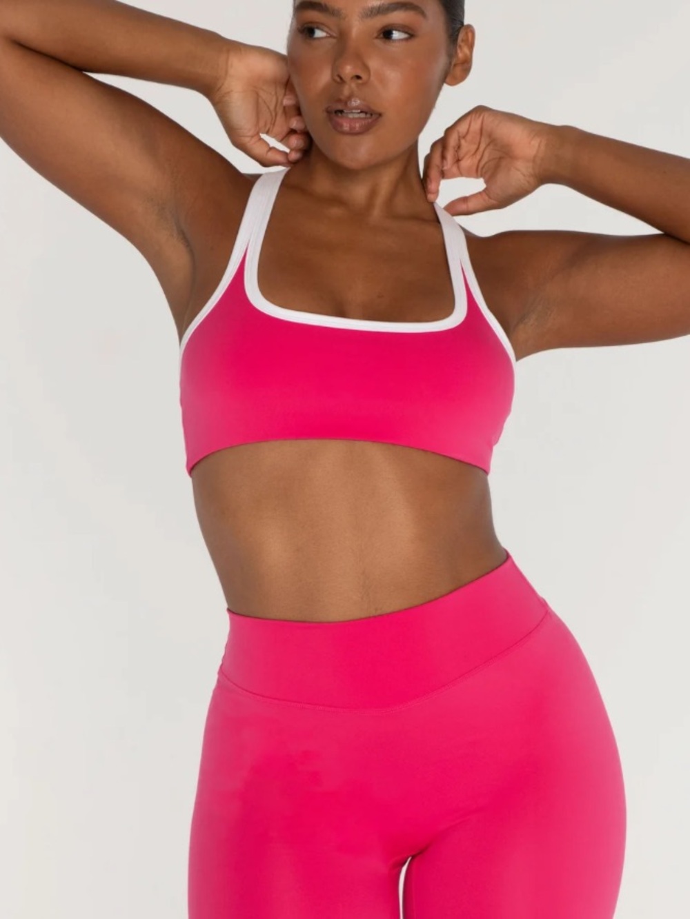 Form by Sami Clarke Racer Sports Bra Hot Pink Contrast Trim Size S